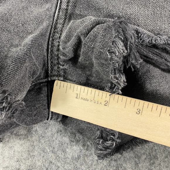 Levis 501 Denim Shorts 27 Charcoal Gray High Rise Jean Cutoff Eat Your Words - Picture 12 of 16